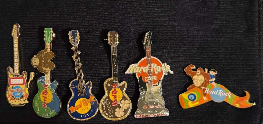 Hard Rock Cafe Tokyo Guitar Lapel Pins Assorted Lot of 6